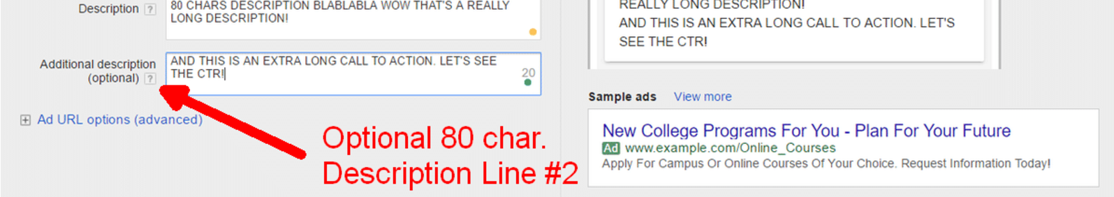 Google AdWords Expanded Text Ad Test