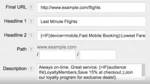 Google Adwords IF Function Example